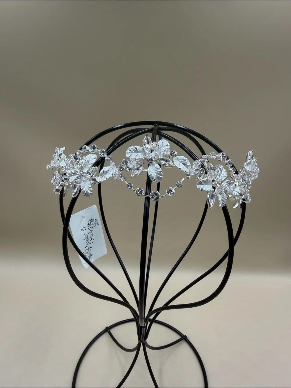 Paisley B Designs Silver Crystal Floral Bridal Tiara Headband NWT